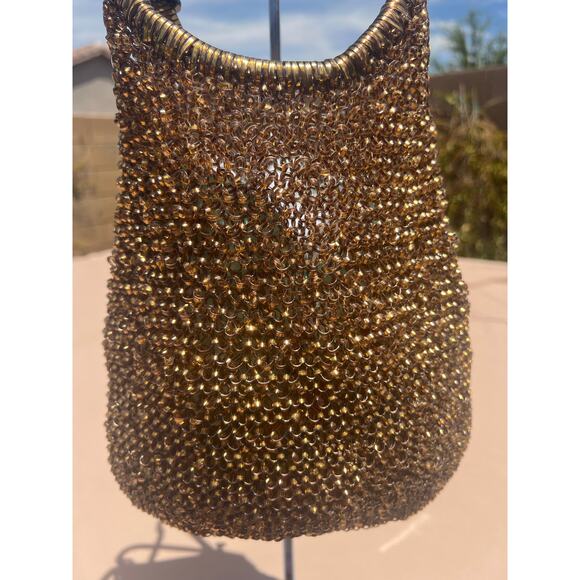 Anteprima Wire Gold and Brown Bronze Shoulder Tote Bag Purse - Picture 7 of 11